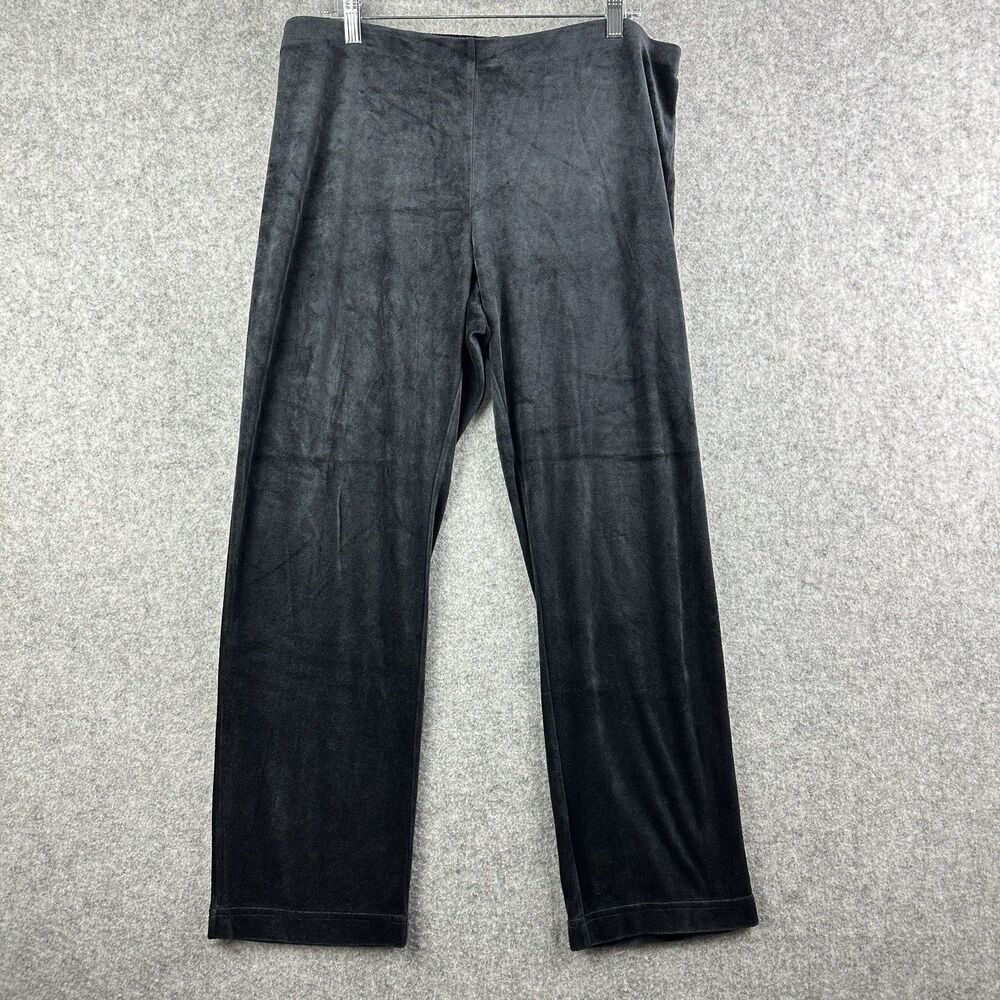 Pure Jill Velvet Velour Pants Womens L Petite Pull On Relaxed Cozy Pima Blend